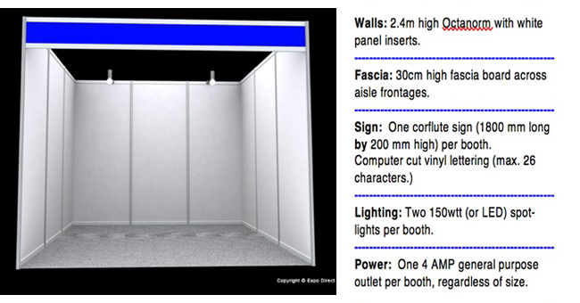 Above is an example of a 3m x 3m Open Booth